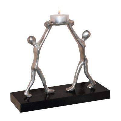 Скульптура - подсвечник Единство, черный с серебром-0