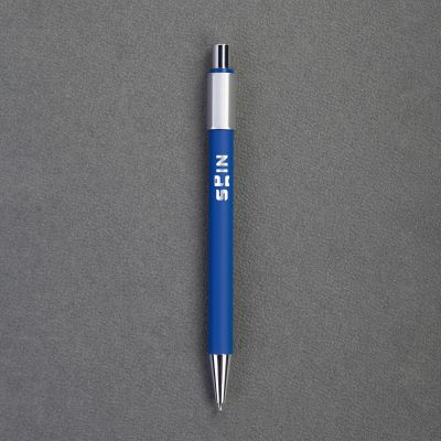 Ручка шариковая Spin с 6ти-гранным спиннером, покрытие soft touch, темно-синий-1