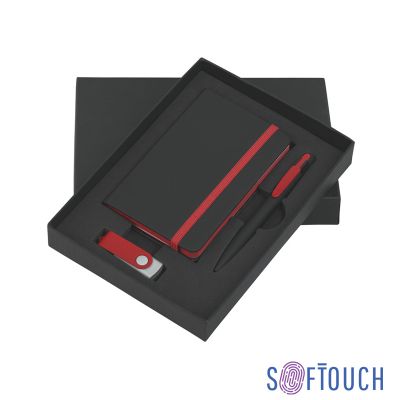 Подарочный набор Андрия, покрытие soft touch, черный с красным-2