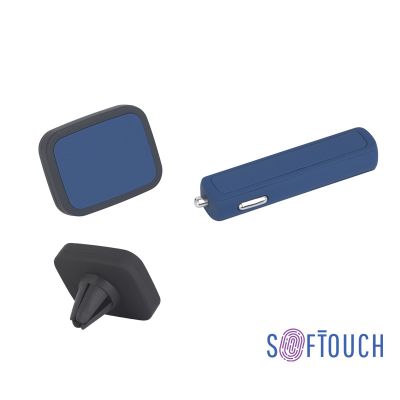 Набор автомобильное зарядное устройство Slam + магнитный держатель для телефона Allo2, темно-синий-0