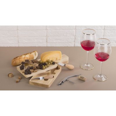 Набор для сыра и вина Gourmet в футляре, натуральный-1