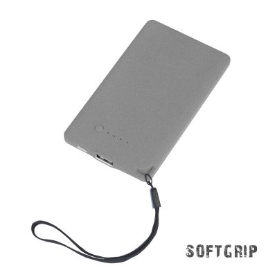 Зарядное устройство Камень с покрытием soft grip, 4000 mAh в подарочной коробке, серый-0