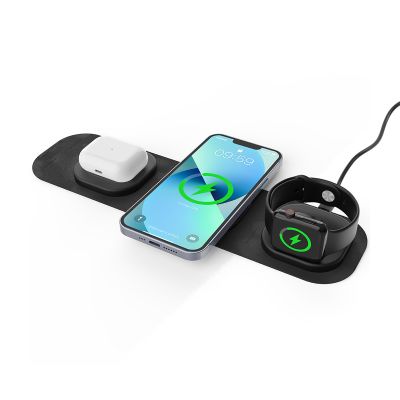 Складная беспроводная (15W) зарядная станция Magic Case с MagSafe для смартфона, часов и наушников, черный-3