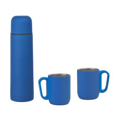 Набор Гейзер (термос, 2 кружки), покрытие soft touch, синий-0