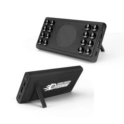 Беспроводное зарядное устройство Eight SOFTTOUCH, 8000 mAh, с подсветкой логотипа и подставкой, черный-3