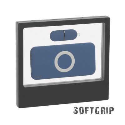 Набор подарочный Камень 8000 mAh на 2 предмета, темно-синий с черным-0