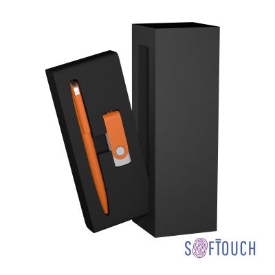 Набор ручка + флеш-карта 8 Гб в футляре, покрытие soft touch, оранжевый-0