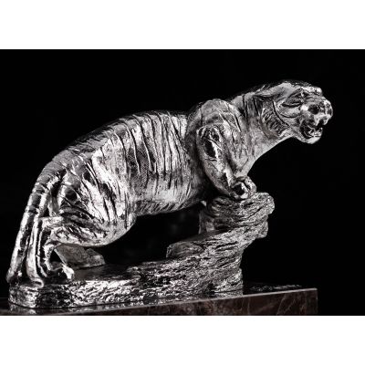 Скульптура Тигр, серебристый-2