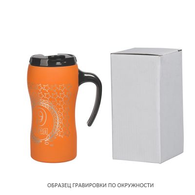 Термокружка Атлас 400 мл, покрытие soft touch, оранжевый-4