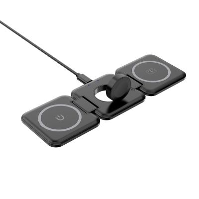 Складная беспроводная (15W) зарядная станция Flip с MagSafe, черный-1