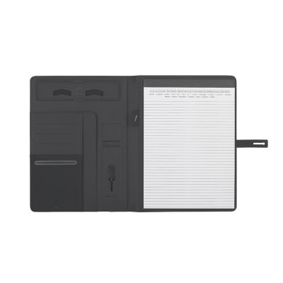 Папка А4 с зарядным устройством 4000 mAh и блокнотом, черный-3