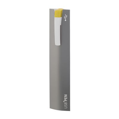 Ручка с флеш-картой USB 8GB «TURNUS M», белый с желтым-1