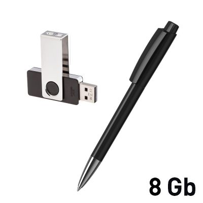 Набор ручка + флеш-карта 8Гб в футляре, черный-1