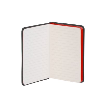 Блокнот Бергамо, покрытие soft touch, формат А6, черный/оранжевый#, черный с красным-3