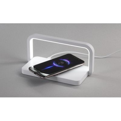 Лампа складная Smart Light с беспроводным (10W) зарядным устройством и подставкой для смартфона, белый-0