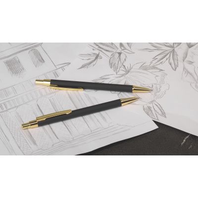 Набор Ray (ручка+карандаш), покрытие soft touch, черный с золотом-1