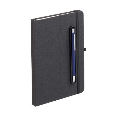 Блокнот Magnet с ручкой Trade на магните, с подставкой под смартфон, черный с синим-0