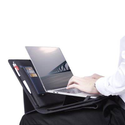 Мобильный офис с беспроводным зарядным устройством 5000 mAh, серый с черным-4