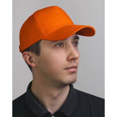 Бейсболка, 5 клиньев, хлопок с начесом, 250 г/м2, оранжевый-2