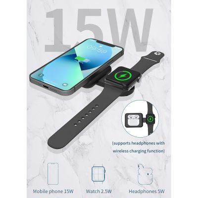 Складная беспроводная (15W) зарядная станция I-Fold для смартфона, часов/наушников, черный-4