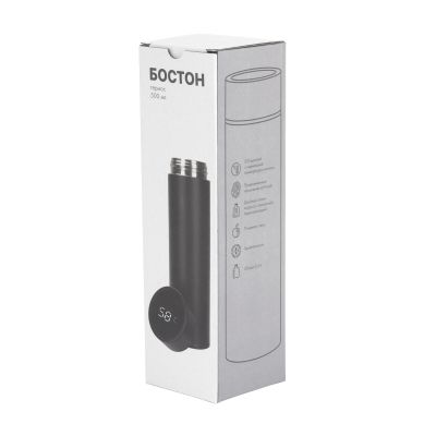Термос Бостон silver line 500 мл с индикацией температуры, soft touch, бирюзовый-4