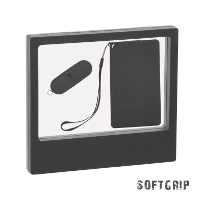 Подарочный набор Камень с покрытием soft grip на 3 предмета, черный, черный-0