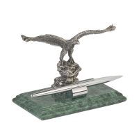 Подставка под ручку Орел, серебристый с зеленым