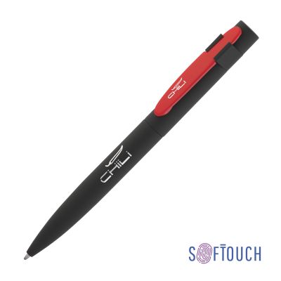 Ручка шариковая Lip, покрытие soft touch, черный с красным-0