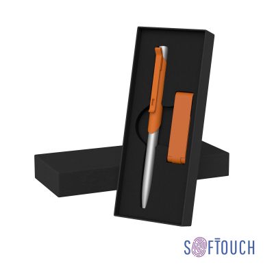 Набор ручка Skil + флеш-карта Case 8 Гб в футляре, покрытие soft touch, оранжевый-0