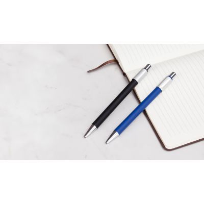 Ручка шариковая Spin с 6ти-гранным спиннером, покрытие soft touch, темно-синий-3