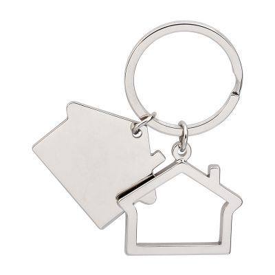 Брелок  Два домика уценка, серебристый-0