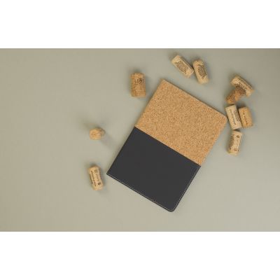 Блокнот Фьюджи, формат А5, покрытие soft touch+пробка, черный-1