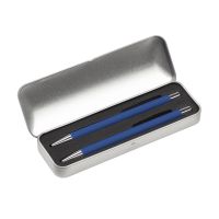Набор Aurora (ручка+карандаш), покрытие soft touch, темно-синий/серебристый