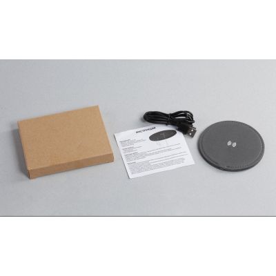 Настольное беспроводное зарядное устройство Cool Gray, переработанный пластик (RPET), серый-3