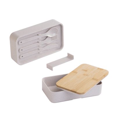 Контейнер для ланча Natural с приборами, натуральный-2