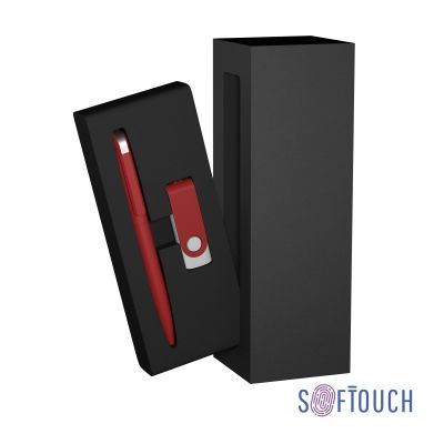 Набор ручка + флеш-карта 8 Гб в футляре, покрытие soft touch, красный-0
