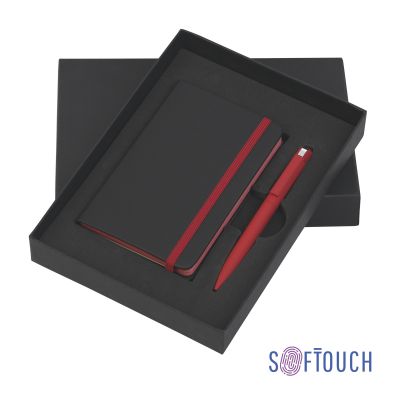 Набор подарочный Сардиния, покрытие soft touch, черный с красным-0