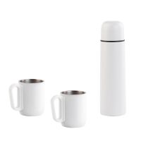 Набор Гейзер (термос, 2 кружки), покрытие пудра, белый