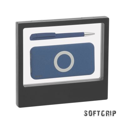 Набор Камень на 2 предмета, 8000 mAh /16Gb, покрытие soft grip, синий-0