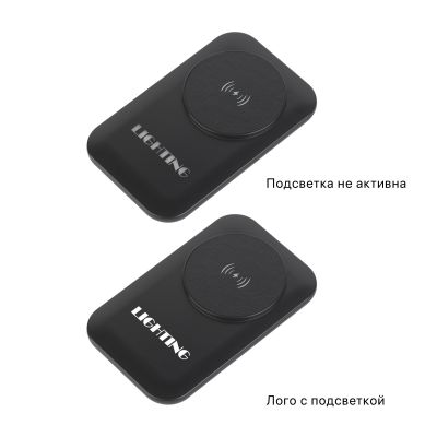 Настольное беспроводное зарядное устройство Moonlight c подсветкой логотипа, черный-2