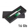 Набор ручка + флеш-карта 16Гб в футляре, белый с зеленым