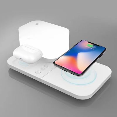 Настольная беспроводная (15W) зарядная станция  Smart Base с увлажнителем и лампой, белый-0