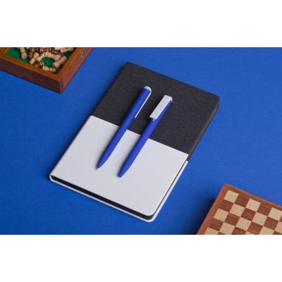 Ручка шариковая Clive, покрытие soft touch, синий с белым-1