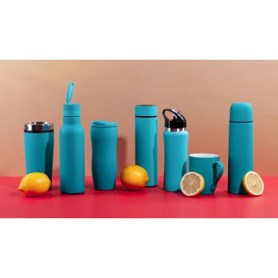 Термос Бостон с индикацией температуры, soft touch, 0,5л., бирюзовый-4