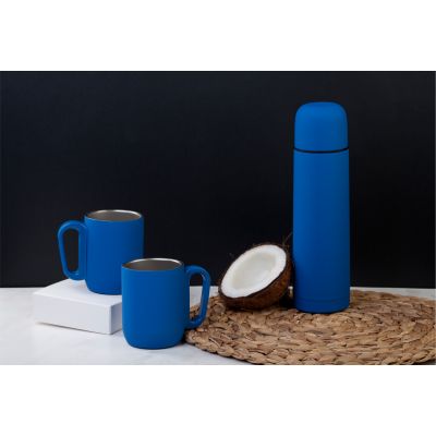 Набор Гейзер (термос, 2 кружки), покрытие soft touch, синий-1