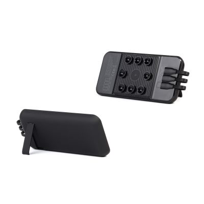 Беспроводное зарядное (22.5/15W) устройство Topfull SOFTTOUCH 10000 mAh с подсветкой лого, присосками, встроенными кабелями, с подставкой, черный-3