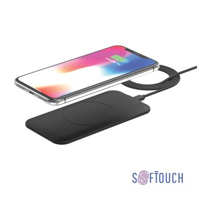Настольное беспроводное зарядное устройство Slim SOFTTOUCH, черный-0