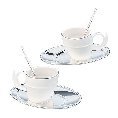 Набор чайный Ricciolo, на 2 персоны, белый с серебром-0