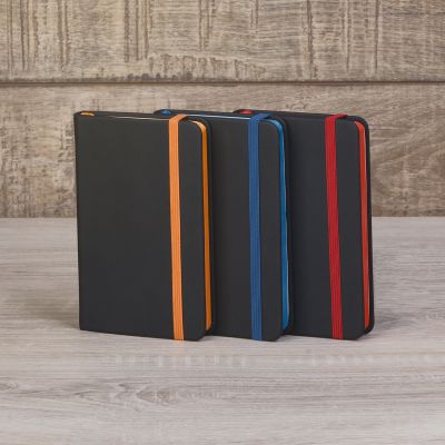 Блокнот Бергамо, покрытие soft touch, формат А6, черный/оранжевый#, черный с красным-1
