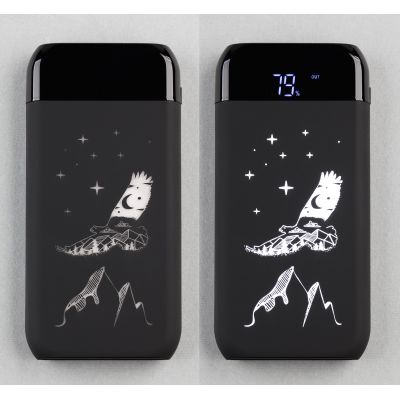 Беспроводное зарядное устройство ShineMax SOFTTOUCH, 10000 mAh с подсветкой логотипа и цифровым индикатором заряда, черный-2